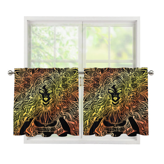 Spiritual Girl Mandala Print Tier Curtains