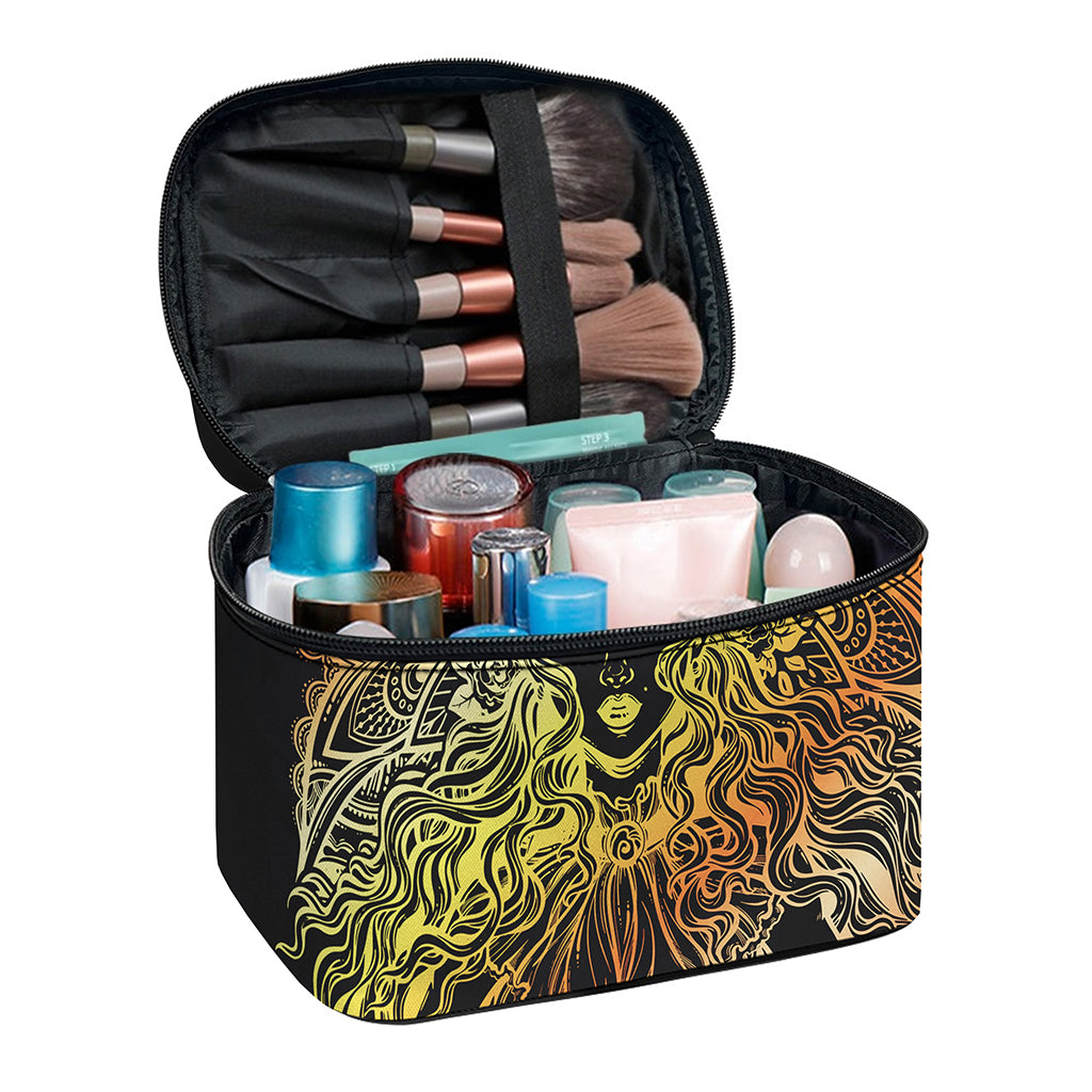 Spiritual Girl Mandala Print Travel Makeup Bag