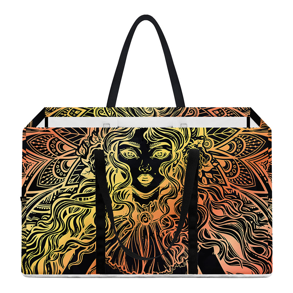 Spiritual Girl Mandala Print Utility Tote Bag