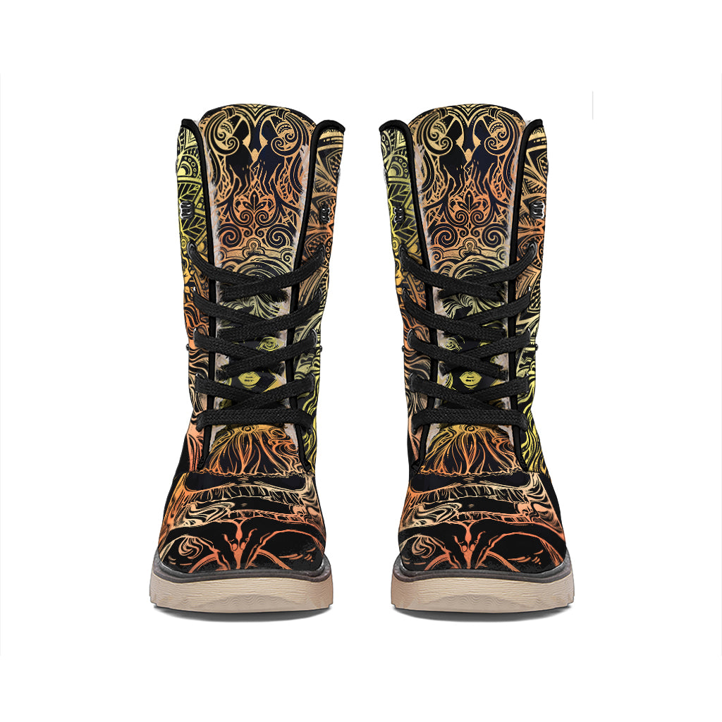Spiritual Girl Mandala Print Winter Boots