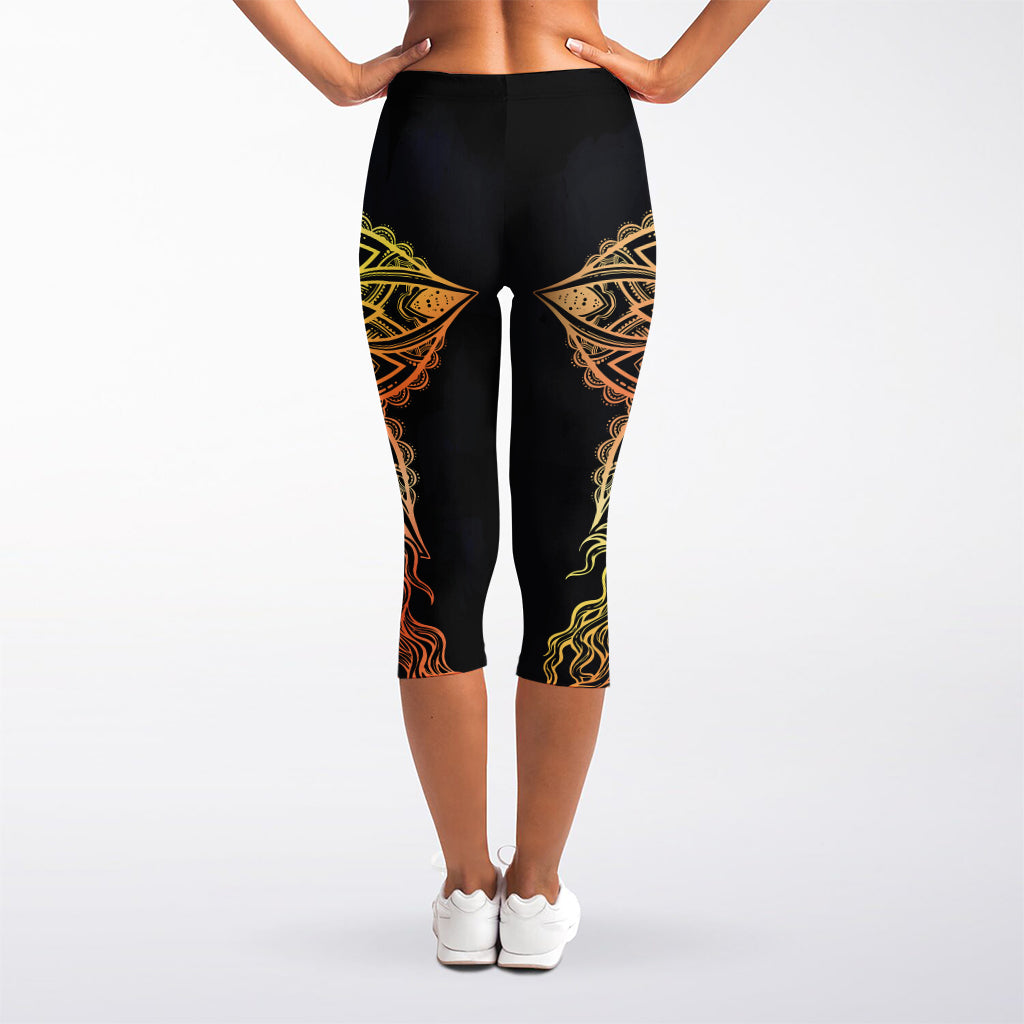 Spiritual Girl Mandala Print Women's Capri Leggings