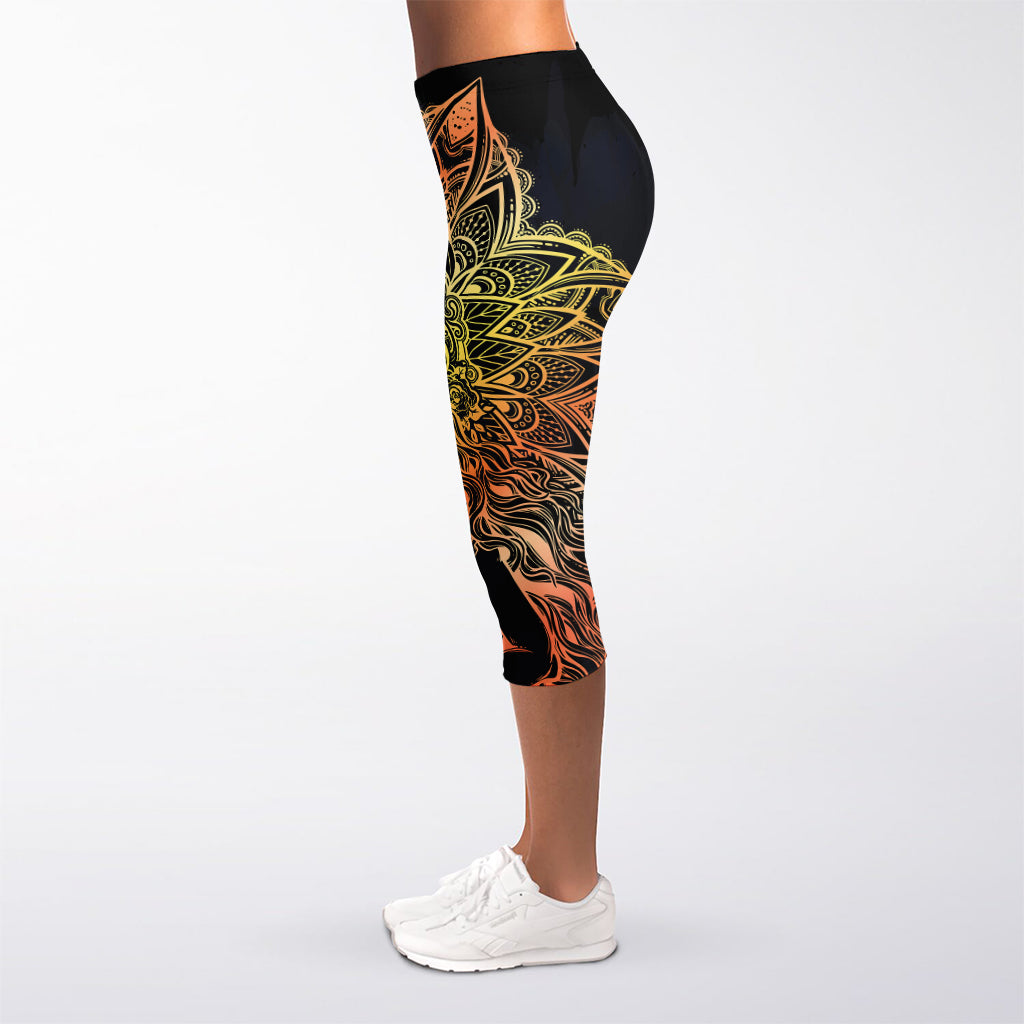 Spiritual Girl Mandala Print Women's Capri Leggings