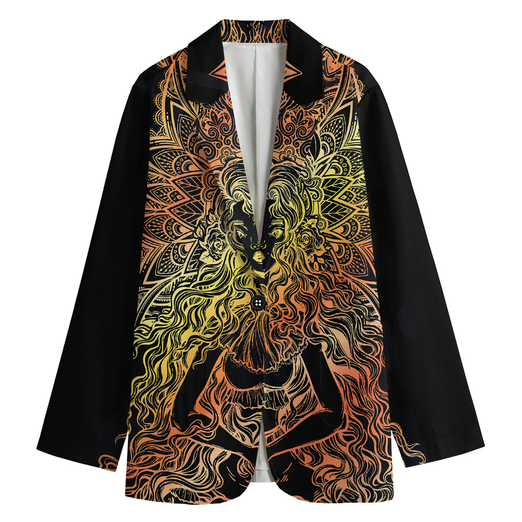 Spiritual Girl Mandala Print Women's Cotton Blazer