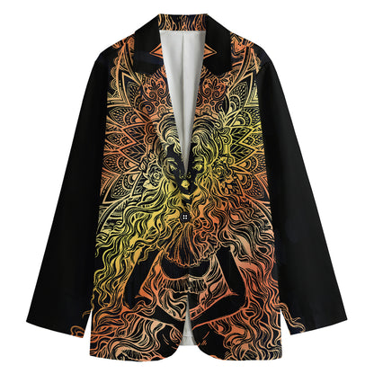 Spiritual Girl Mandala Print Women's Cotton Blazer