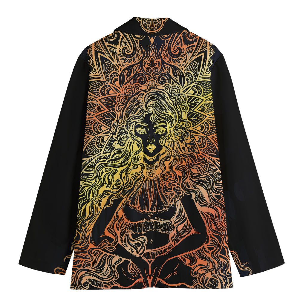 Spiritual Girl Mandala Print Women's Cotton Blazer