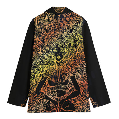 Spiritual Girl Mandala Print Women's Cotton Blazer