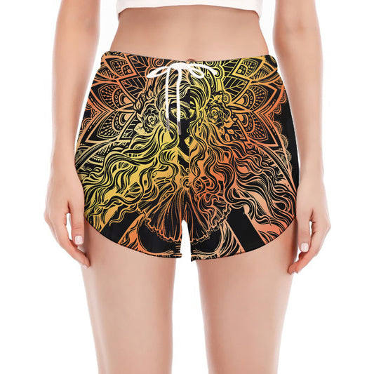 Spiritual Girl Mandala Print Women's Split Running Shorts