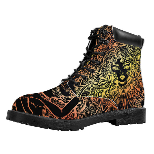 Spiritual Girl Mandala Print Work Boots