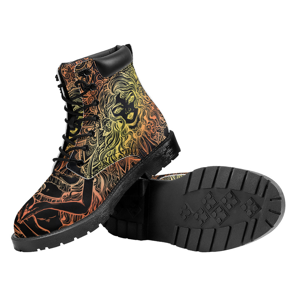 Spiritual Girl Mandala Print Work Boots