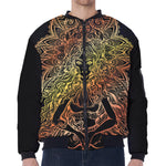 Spiritual Girl Mandala Print Zip Sleeve Bomber Jacket