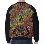 Spiritual Girl Mandala Print Zip Sleeve Bomber Jacket