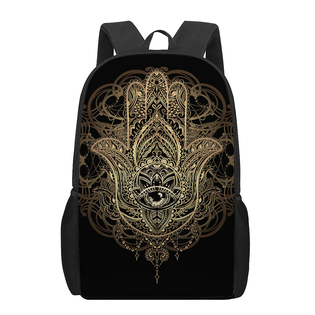 Spiritual Hamsa Hand Of Fatima Print 17 Inch Backpack