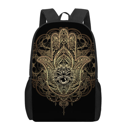 Spiritual Hamsa Hand Of Fatima Print 17 Inch Backpack