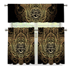 Spiritual Hamsa Hand Of Fatima Print 3 Piece Kitchen Curtains
