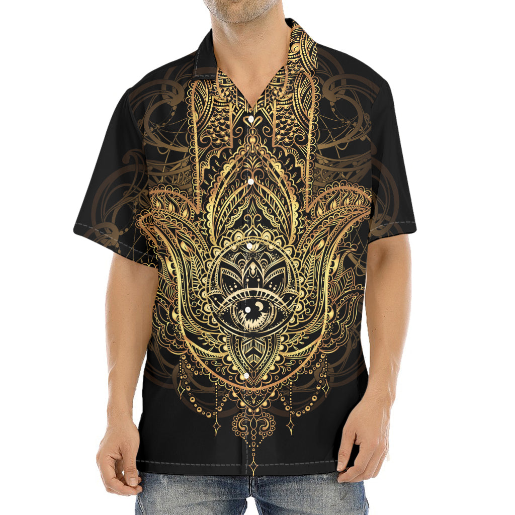 Spiritual Hamsa Hand Of Fatima Print Aloha Shirt