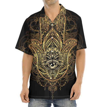 Spiritual Hamsa Hand Of Fatima Print Aloha Shirt