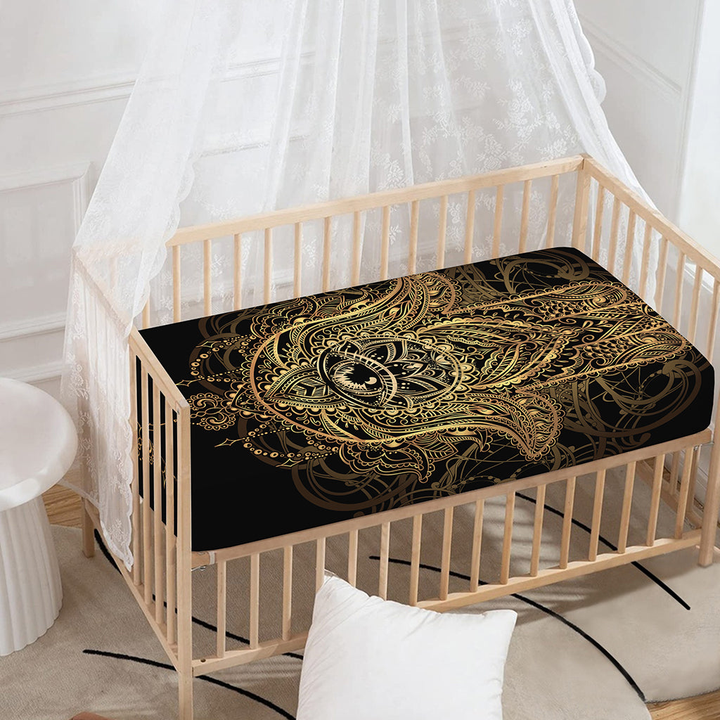 Spiritual Hamsa Hand Of Fatima Print Baby Crib Sheet