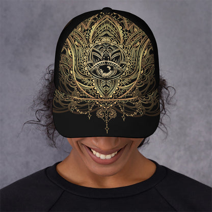 Spiritual Hamsa Hand Of Fatima Print Baseball Cap