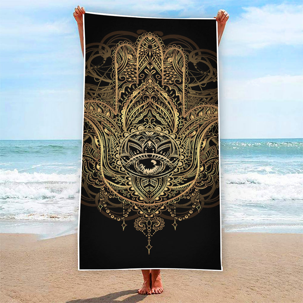 Spiritual Hamsa Hand Of Fatima Print Beach Towel