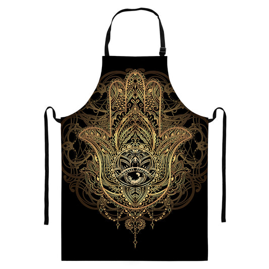 Spiritual Hamsa Hand Of Fatima Print Bib Apron With Pocket