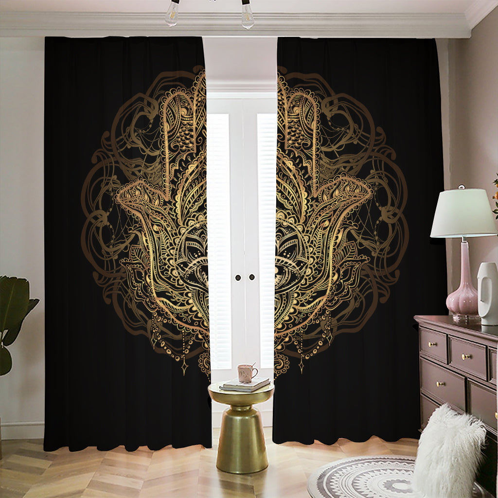 Spiritual Hamsa Hand Of Fatima Print Blackout Pencil Pleat Curtains