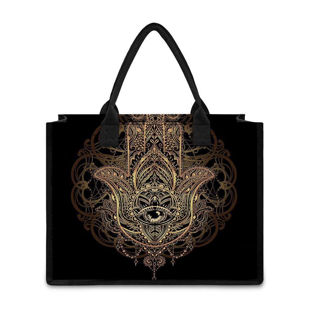 Spiritual Hamsa Hand Of Fatima Print Canvas Tote Bag