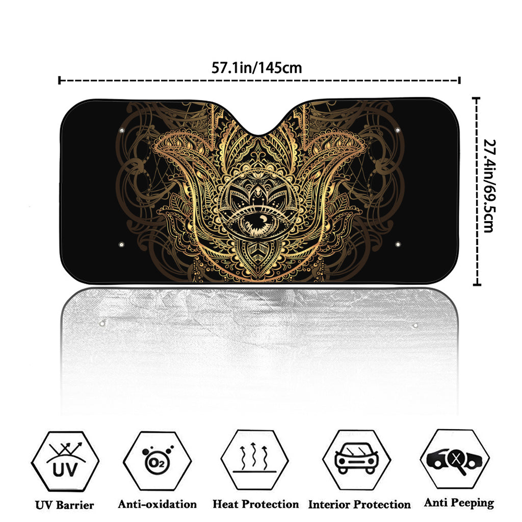 Spiritual Hamsa Hand Of Fatima Print Car Windshield Sun Shade