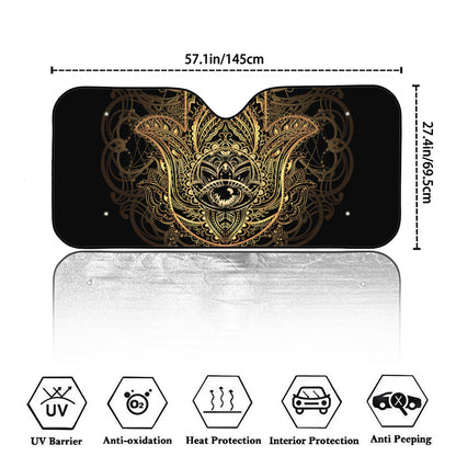 Spiritual Hamsa Hand Of Fatima Print Car Windshield Sun Shade
