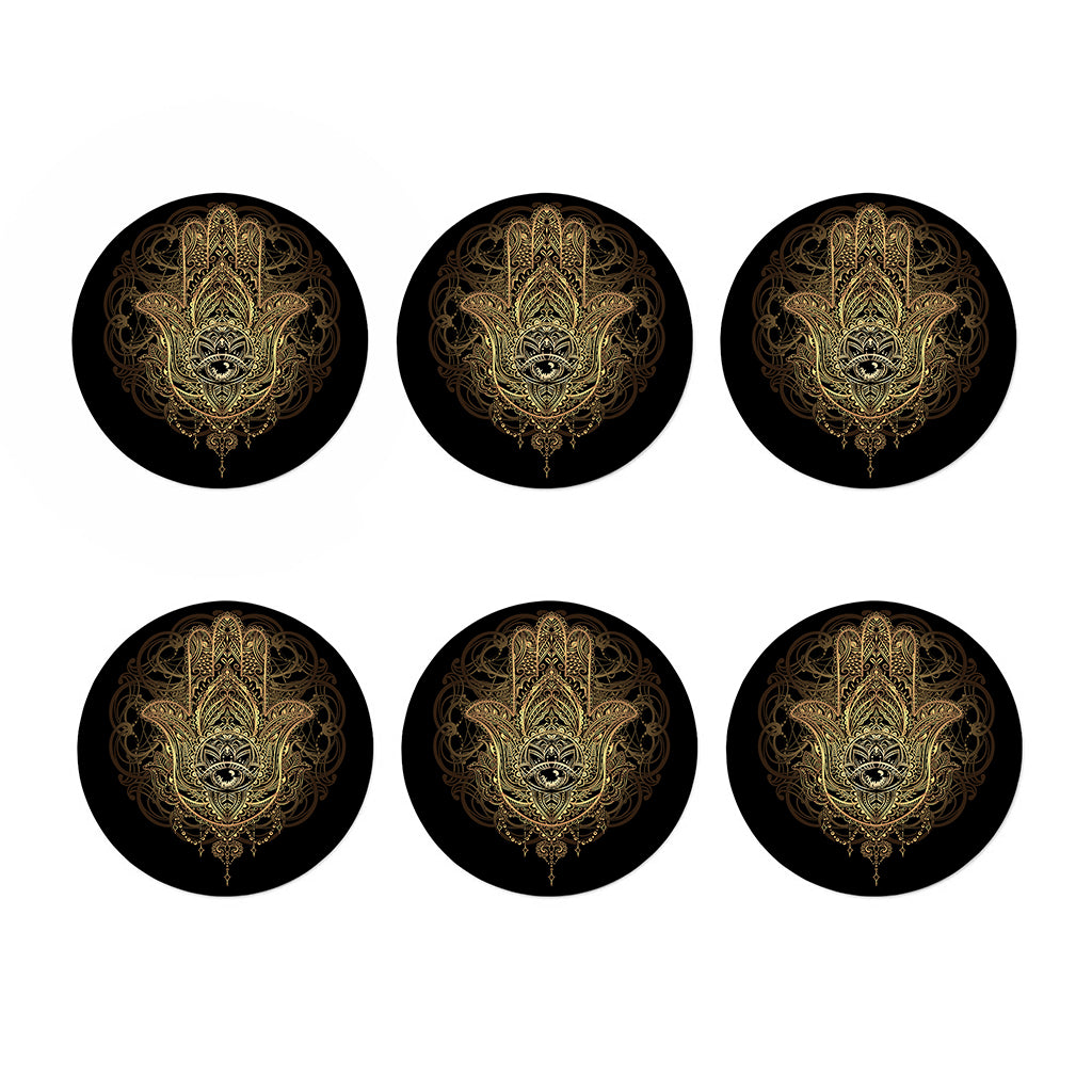 Spiritual Hamsa Hand Of Fatima Print Coaster Set