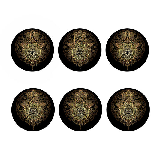 Spiritual Hamsa Hand Of Fatima Print Coaster Set