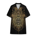 Spiritual Hamsa Hand Of Fatima Print Cotton Hawaiian Shirt