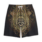 Spiritual Hamsa Hand Of Fatima Print Cotton Shorts