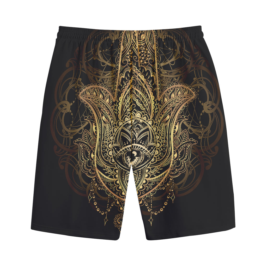 Spiritual Hamsa Hand Of Fatima Print Cotton Shorts
