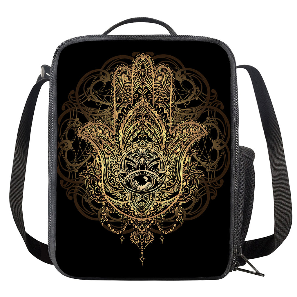 Spiritual Hamsa Hand Of Fatima Print Crossbody Lunch Bag