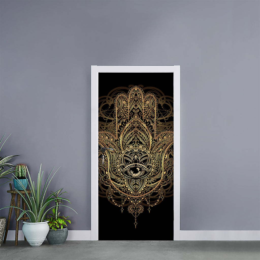 Spiritual Hamsa Hand Of Fatima Print Door Sticker