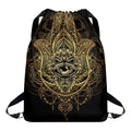 Spiritual Hamsa Hand Of Fatima Print Drawstring Backpack
