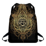 Spiritual Hamsa Hand Of Fatima Print Drawstring Backpack