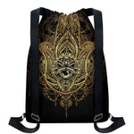 Spiritual Hamsa Hand Of Fatima Print Drawstring Backpack