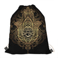 Spiritual Hamsa Hand Of Fatima Print Drawstring Bag