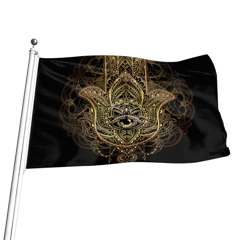 Spiritual Hamsa Hand Of Fatima Print Flag