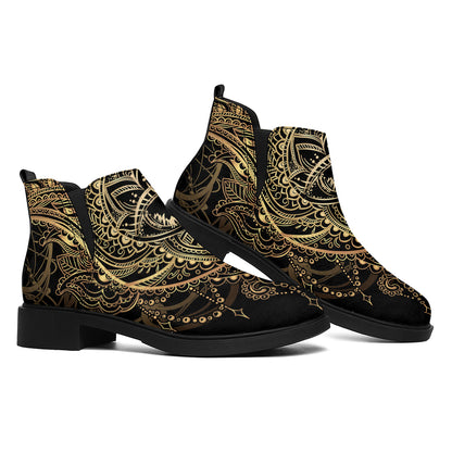 Spiritual Hamsa Hand Of Fatima Print Flat Ankle Boots