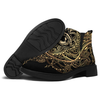 Spiritual Hamsa Hand Of Fatima Print Flat Ankle Boots
