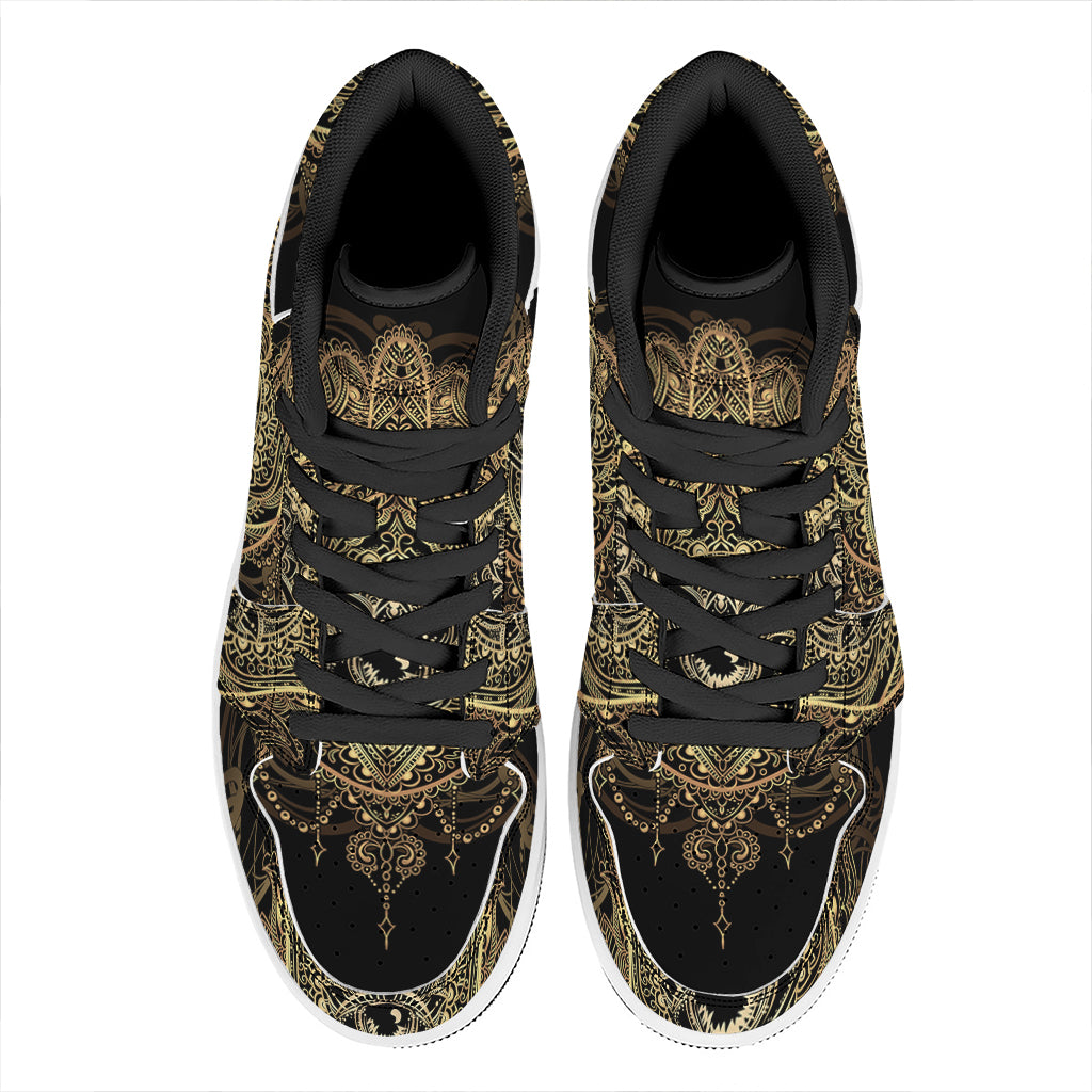 Spiritual Hamsa Hand Of Fatima Print High Top Leather Sneakers