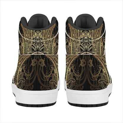 Spiritual Hamsa Hand Of Fatima Print High Top Leather Sneakers