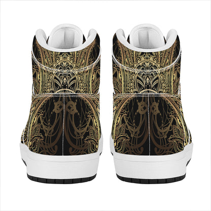 Spiritual Hamsa Hand Of Fatima Print High Top Leather Sneakers