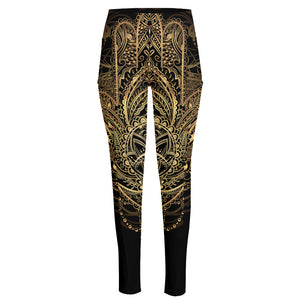 Spiritual Hamsa Hand Of Fatima Print High-Waisted Pocket Leggings