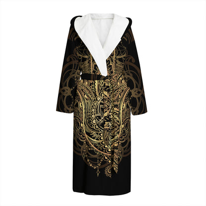Spiritual Hamsa Hand Of Fatima Print Hooded Bathrobe
