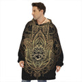 Spiritual Hamsa Hand Of Fatima Print Hoodie Blanket