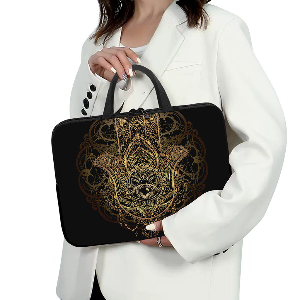 Spiritual Hamsa Hand Of Fatima Print Laptop Sleeve With Handle
