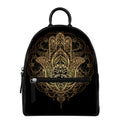 Spiritual Hamsa Hand Of Fatima Print Leather Backpack